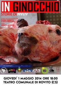 Locandina IN GINOCCHIO, storie di mafia - IN GINOCCHIO, storie di mafia, in scena al teatro di Rovito - Un 1° Maggio di sensibilizzazione contro la mafia con un evento dal Comitato Ambientale Presilano insieme ad Enouè Rovito e all’Associazione Falso Movimento