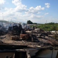 Incendio Campo Rom Vaglio Lise Cosenza - 03-06-2014