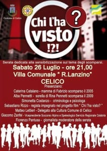 Locandina dell'Evento - Celico: convegno sul tema delle sparizioni