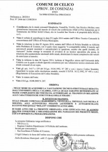 L'ordinanza del Sindaco Antonio Falcone - Discarica di Celico: bloccato il conferimento dei rifiuti