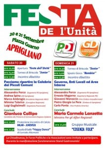 Festa dell'Unità ad Aprigliano - Gianluca Callipo e Maria Carmela Lanzetta alla Festa dell'Unità di Aprigliano