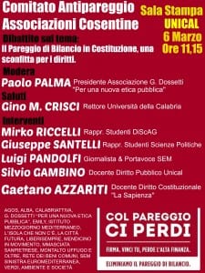 Unical, il 6 marzo incontro-dibattito sul tema pareggio di bilancio in Costituzione