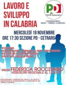 Lavoro e sviluppoi in Calabria- Pd di Cetraro
