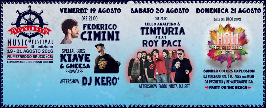 Fiume Rock Music Festival a Fiumefreddo Bruzio dal 19 al 21 agosto 2016
