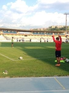 Criaco e compagni provano i calci piazzati durante la rifinitura di oggi