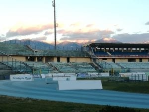 I monti innevati a fare da cornice all'allenamento di questo pomeriggio