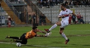 Il gol del vantaggio di Mendicino (photo Mannarino)