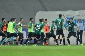 L'esultanza dei giocatori del Pordenone (photo Rosito)