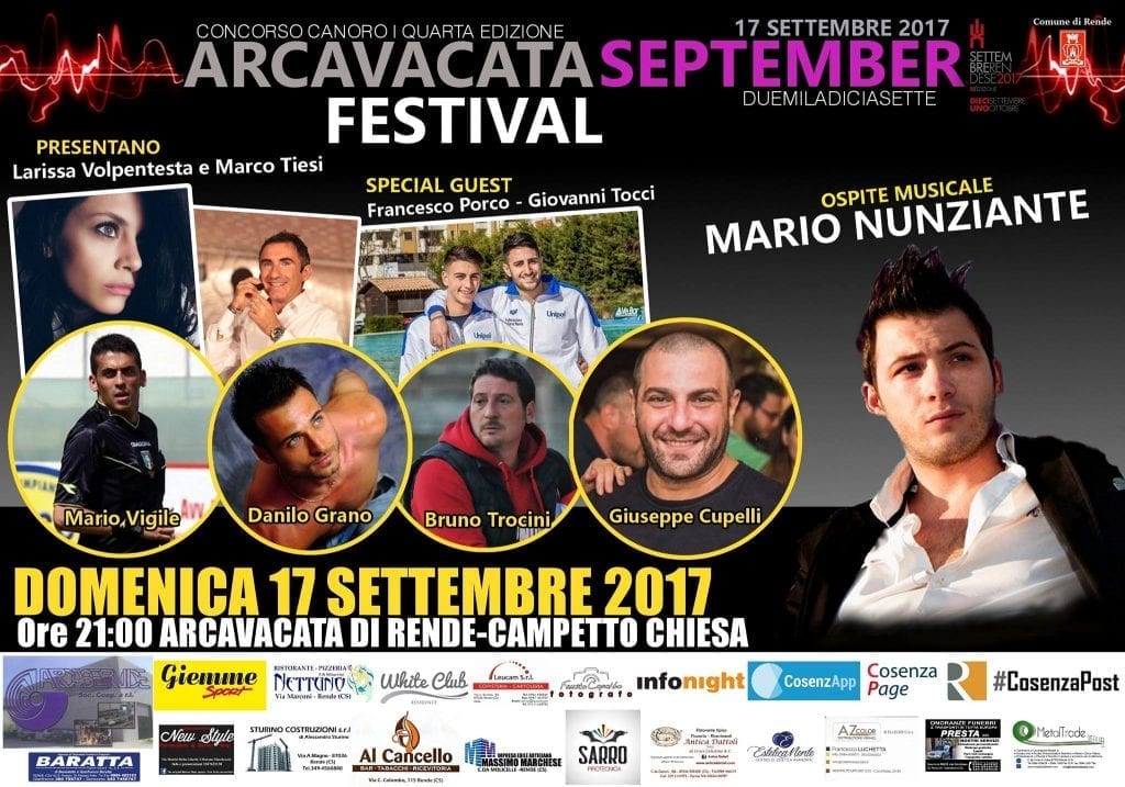 Rende, tutto pronto per il concorso canoro "Arcavacata September Festival"