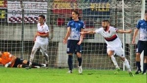 Pinna dopo il gol in Matera-Cosenza 3-2 (2016/17) photo LaPresse