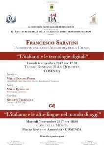locandina incontro con il prof. Sabatini
