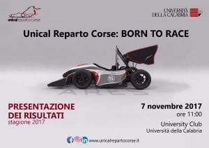 Locandina presentazione risultati 2017 Unical Reparto Corse