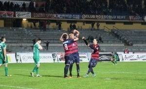 Baclet esulta dopo il gol vittoria nel match del 2016/17 (photo Belmonte)