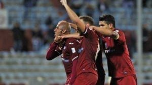 Reginaldo e compagni dopo la vittoria nel derby contro il Catania