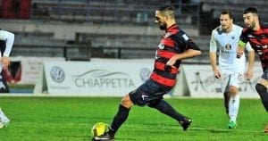 Il penalty fallito da Mendicino (photo Rosito)
