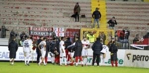 Esultanza rossoblu a fine partita