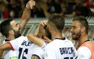 Esultanza dopo il raddoppio di Baclet (ph.IlCosenza.it)