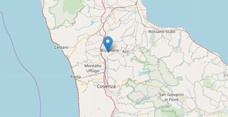 terremoto epicentro Bisignano