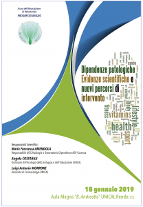 Unical, Convegno scientifico sulle Dipendenze Patologiche venerdì 18 gennaio