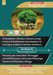 Teresa Lirangi, candidata alla carica di sindaco di Montalto Uffugo. Incontro pubblico su ambiente e territorio il 15 maggio 2019
