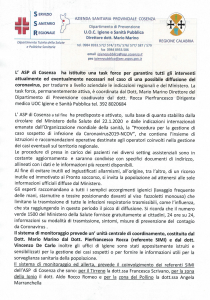 Coronavirus, ASP Cosenza: istituita una task force