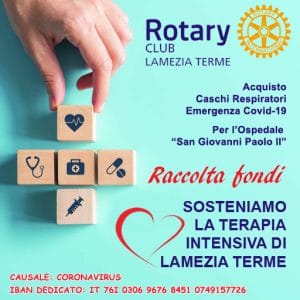 Coronavirus, Rotary Club Lamezia Terme avvia raccolta fondi