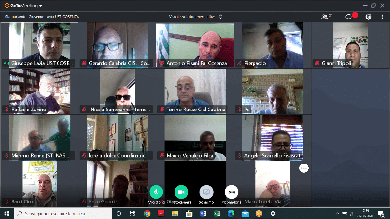 Foto videoconferenza esecutivo cisl COSENZA