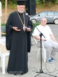 Monsignor Donato Oliverio, Vescovo dell'Eparchia di Lungro, che ha impartito la benedizione sulla scultura inaugurata a Castiglione Cosentino