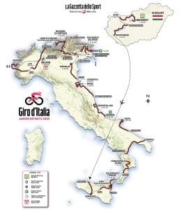 Il percorso del giro d'Italia 2020