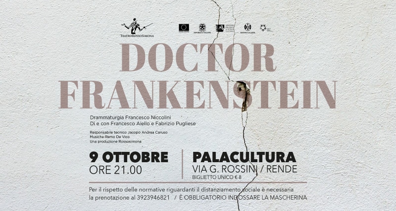 ROSSOSIMONA, VENERDÌ AL PALACULTURA DOCTOR FRANKENSTEIN, DI E CON FRANCESCO AIELLO E FABRIZIO PUGLIESE rende