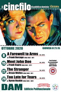 Locandina del Cinefilo all'Unical ottobre 2020