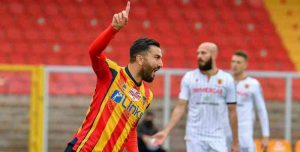 Il bomber del Lecce Massimo Coda, autore di una tripletta (photo SalentoSport-M. Coribello)
