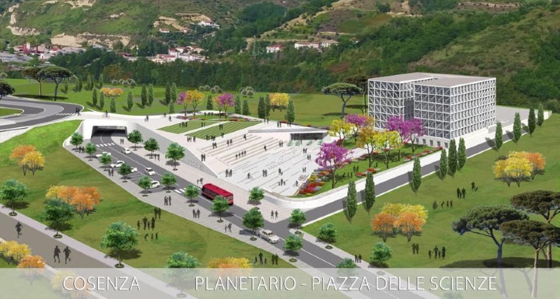 iniziati stamattina concretamente i lavori della Piazza anfiteatro sul Planetario a Cosenza 2