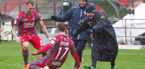 L'esultanza di Strizzolo in Cremonese-Entella (photo Sessa)
