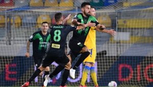 Tremolada dopo il gol al Frosinone nei playoff della scorsa stagione (foto LaPresse)