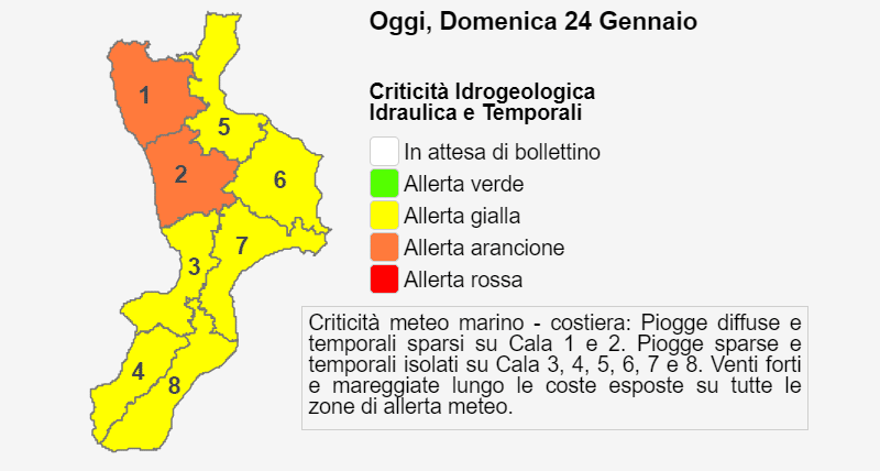 allerta meteo arancione a Cosenza