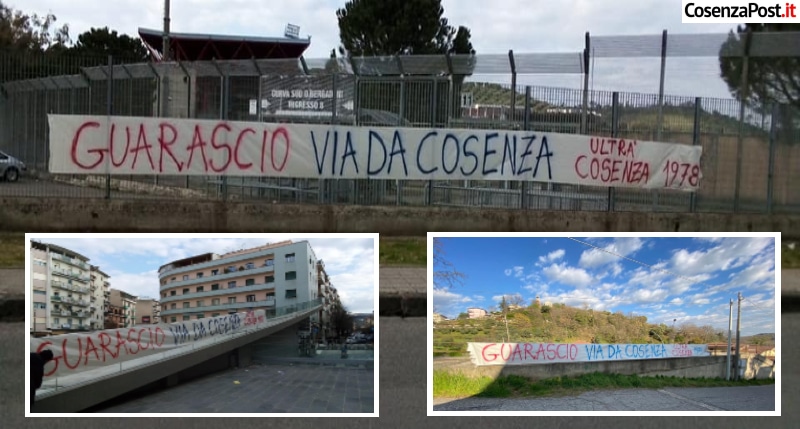 Cosenza, i tifosi protestano_ tappezzata la città con striscioni contro Guarascio