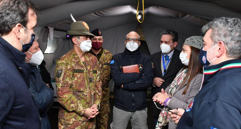 Il presidente della Regione Calabria in ricognizione a Cosenza con il commissario per l'emergenza Covid Figliuolo e il capo della Protezione civile Curcio