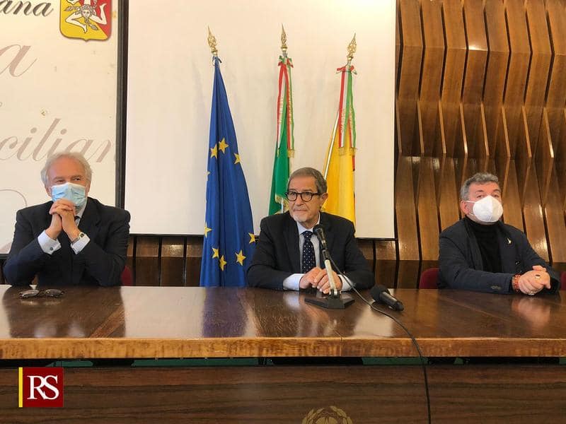 Conferenza Stampa a Catania, Ponte Ulisse: Pietro Salini, Nino Spirlì, Nello Musumeci