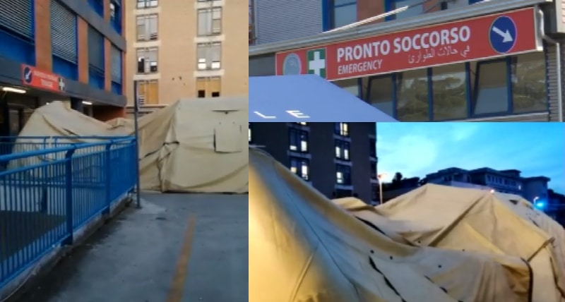 crollata una delle due tende del triage all’ospedale Annunziata di Cosenza