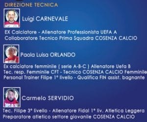 La direzione tecnica che guiderà il gruppo di ragazzi
