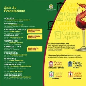 Le tappe di "Cantine Aperte" in Calabria