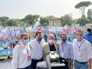 Il Presidente ff della regione Calabria Spirlì all'evento con Matteo Salvini