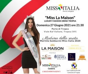 Miss Italia Calabria 2021, il 27 giugno a Tropea con Martina Sambucini