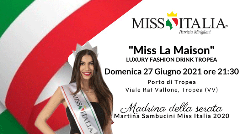 Miss Italia Calabria 2021. La prima selezione il 27 giugno a Tropea con una madrina d’eccezione: Martina Sambucini, Miss Italia 2020