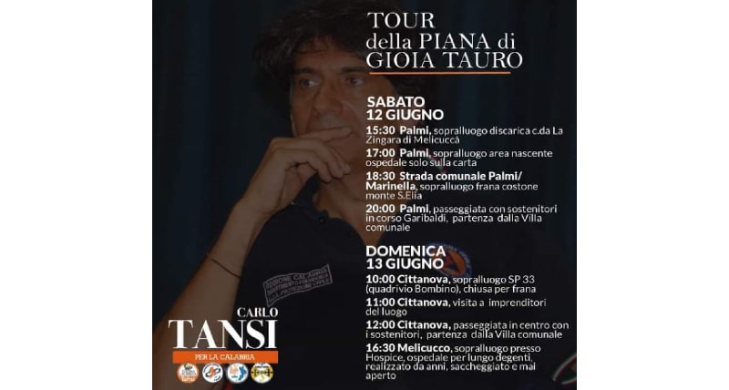 Tour della Piana di Gioia Tauro per il leader di Tesoro Calabria Carlo Tansi