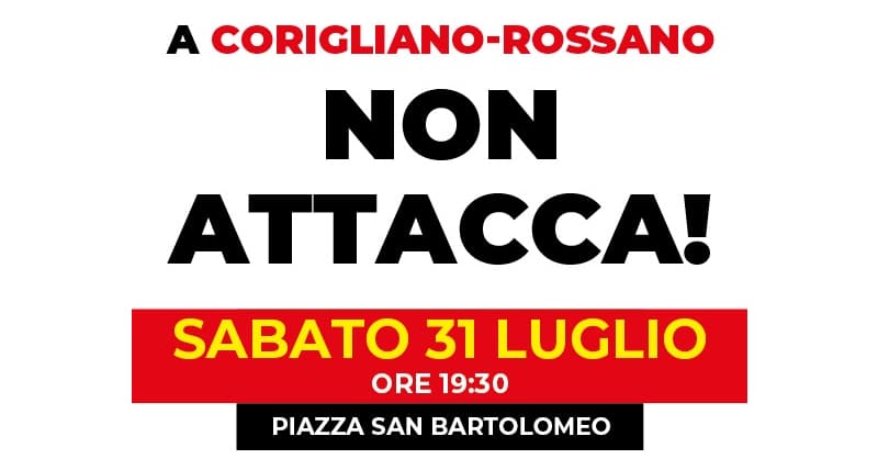 CORIGLIANO-ROSSANO, DICE NO ALLA CRIMINALITÀ SABATO MANIFESTAZIONE IN PIAZZA SAN BARTOLOMEO