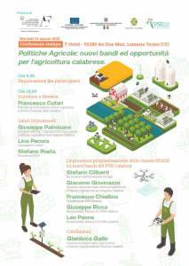 Agricoltura, Regione Calabria: presentazione dei nuovi bandi, martedì 31 agosto