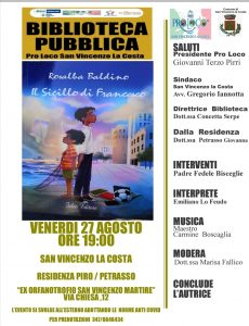 _Il sigillo di Francesco__ il terzo libro di Rosalba Baldino verrà presentato a San Vincenzo La Costa 2