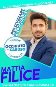 Il candidato Mattia Filice a sostegno di Francesco Caruso Sindaco